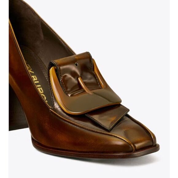 Tory Burch BUCKLE HEEL LOAFER in Brown NWOB Size 6 1/2 - Picture 3 of 11